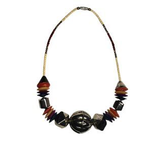 Rustic Safari Silver Beaded Statement Necklace